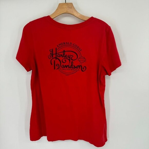 Harley Davidson Womens Red T Shirt embellished size XL Cotton Fort Walton Beach - Picture 7 of 9